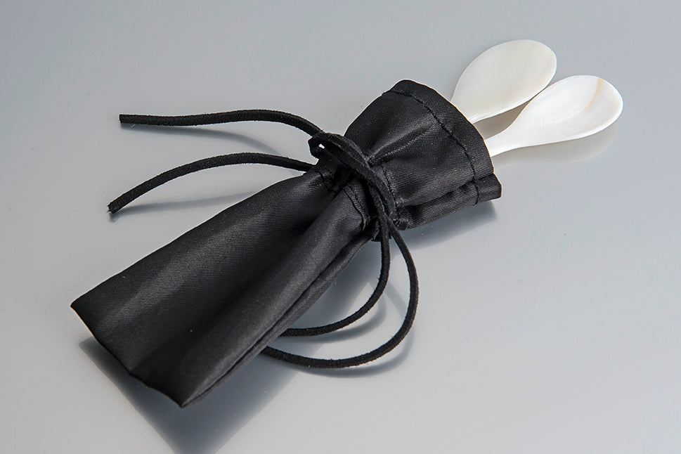 Kaviar-Set aus Schwarzglass (3-teilig)